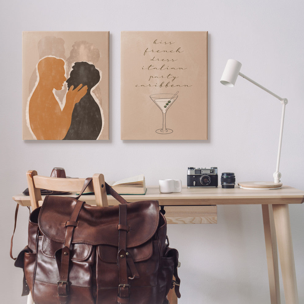 Kiss French Party Caribbean Male Couple Embrace,24 x 30