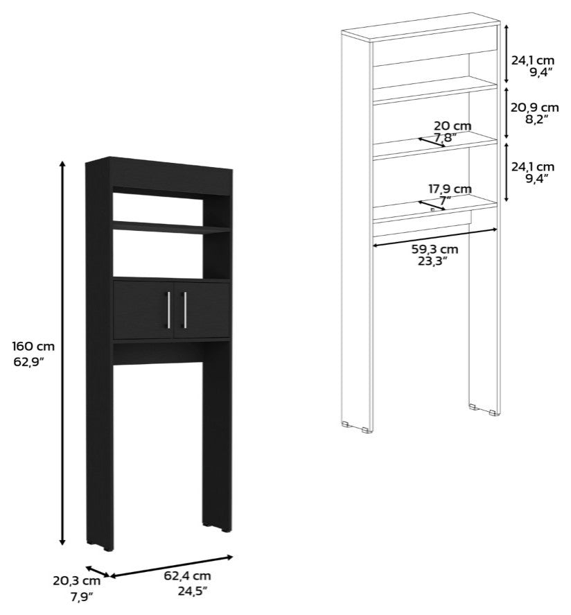 DEPOT E-SHOP Atlas Over the Toilet Cabinet, Black