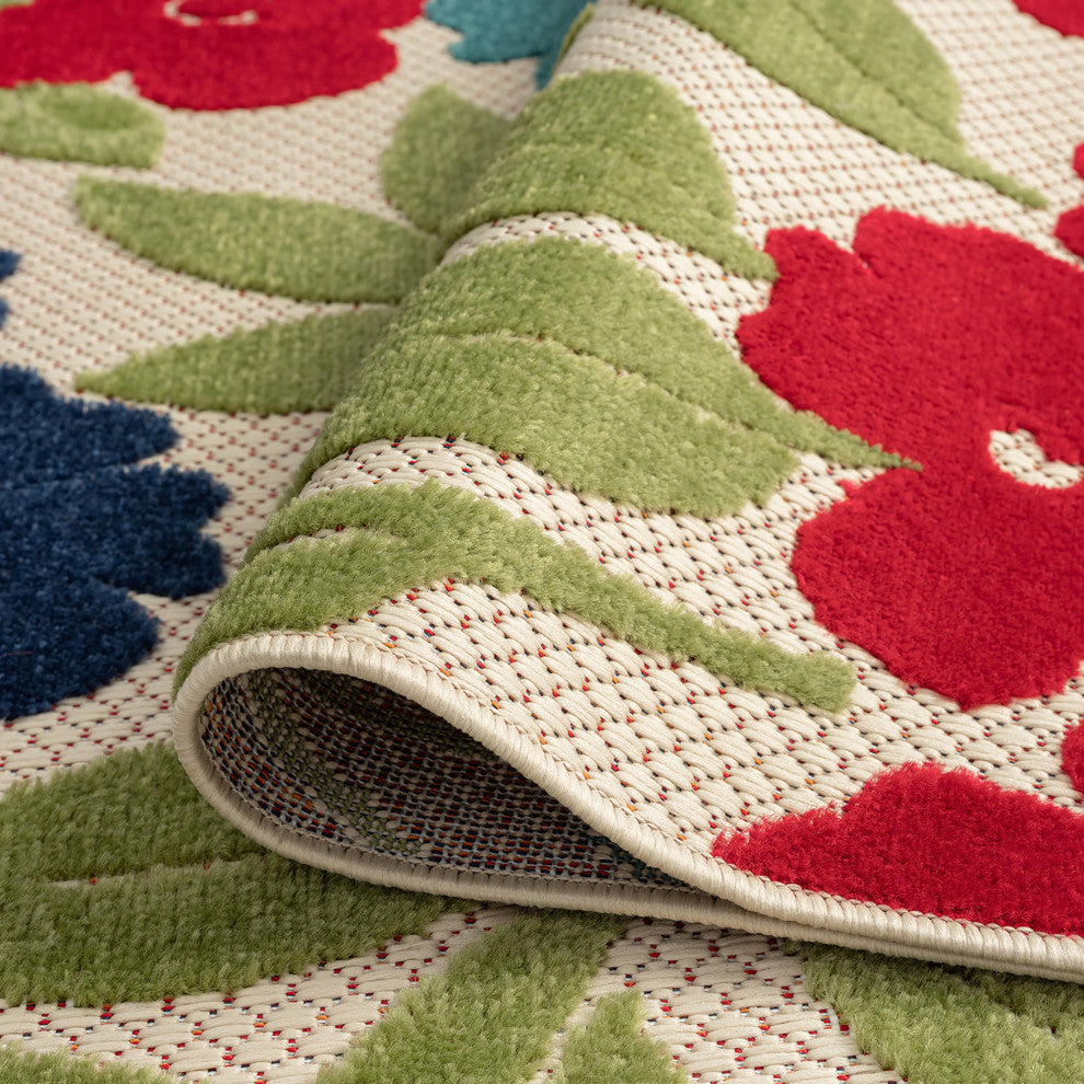 Ostro Modern Floral Area Rug, Multi-Color, 5'3" X 7'3"