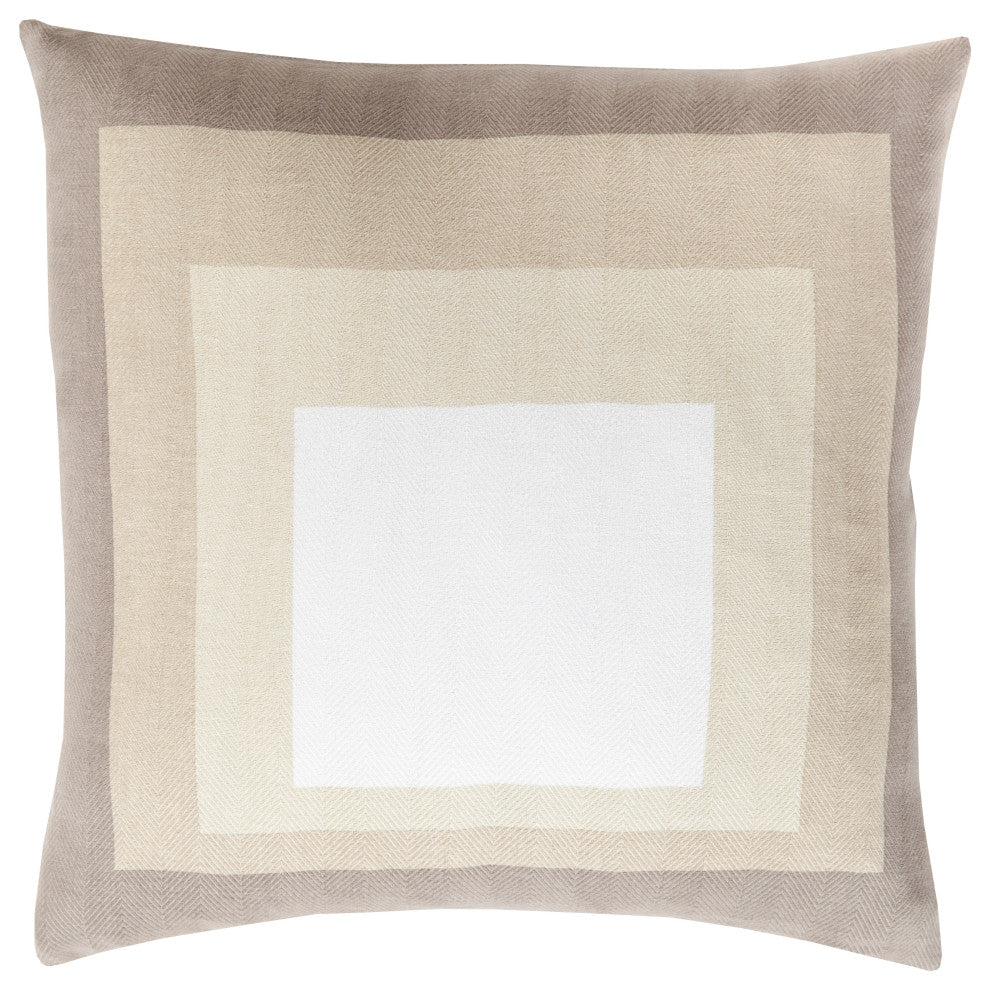 Surya Teori TO-023 18"x18" Pillow Kit, Khaki/White/Taupe