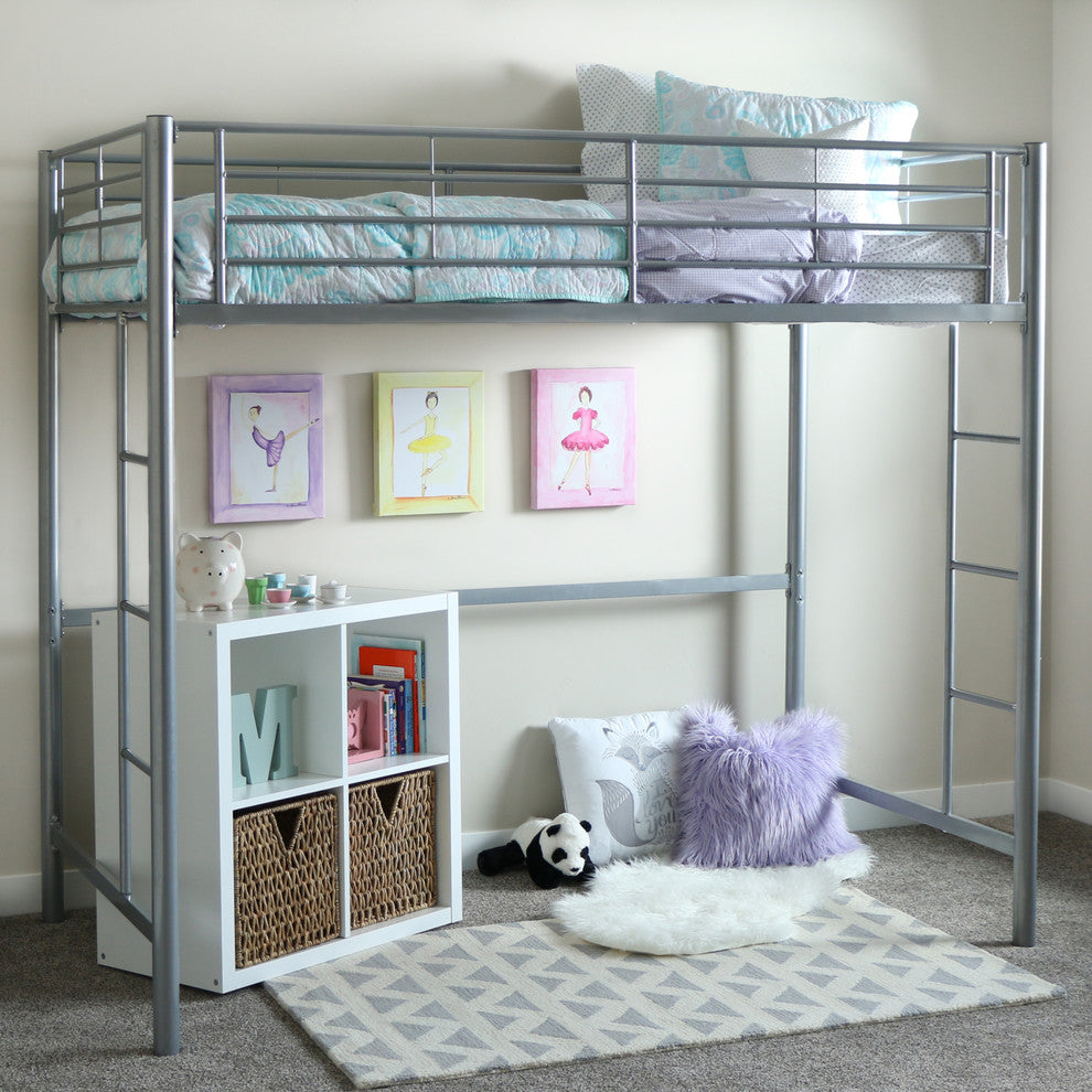 Tempo Twin Size Loft Bed Silver