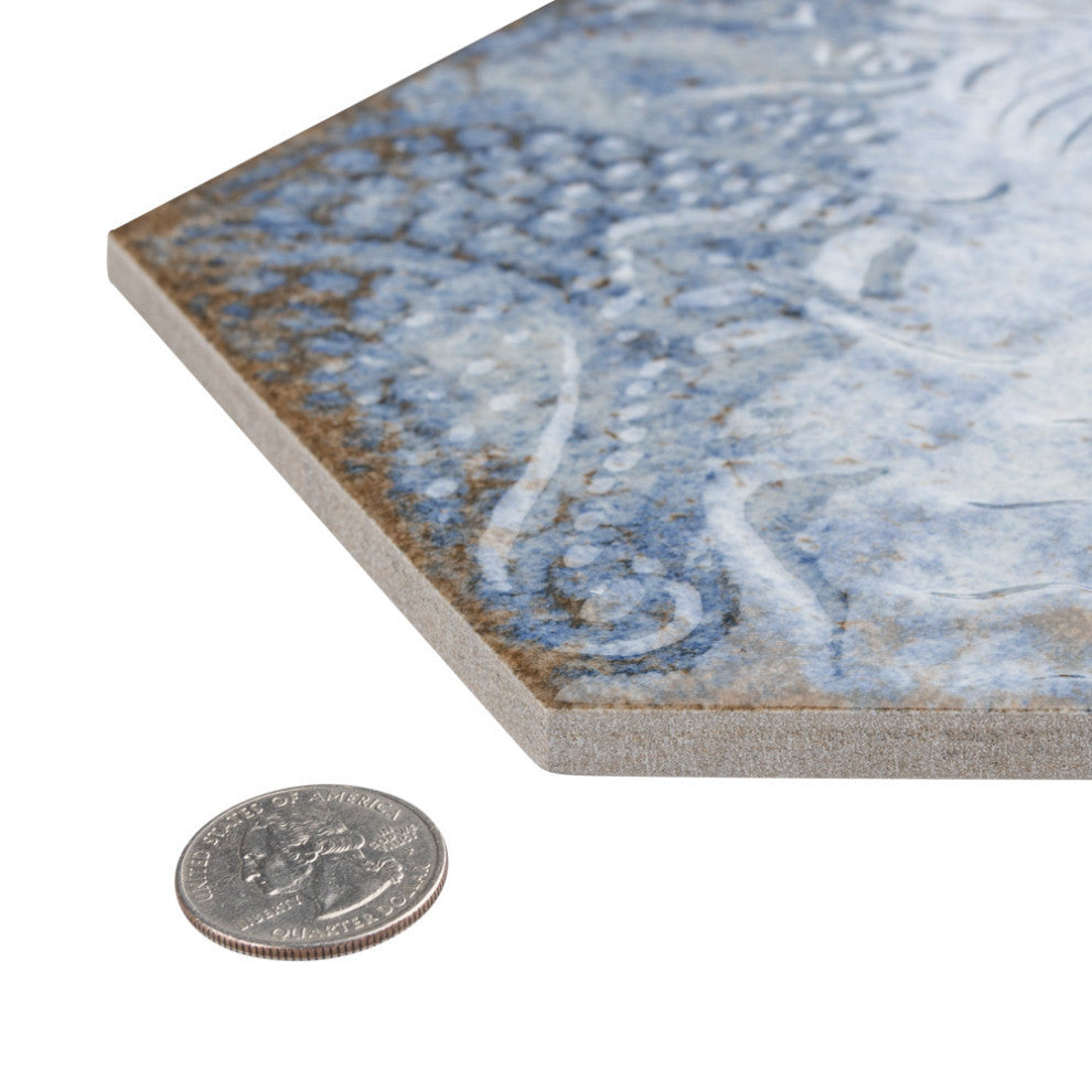 Gaudi React Hex Marina Porcelain Floor and Wall Tile