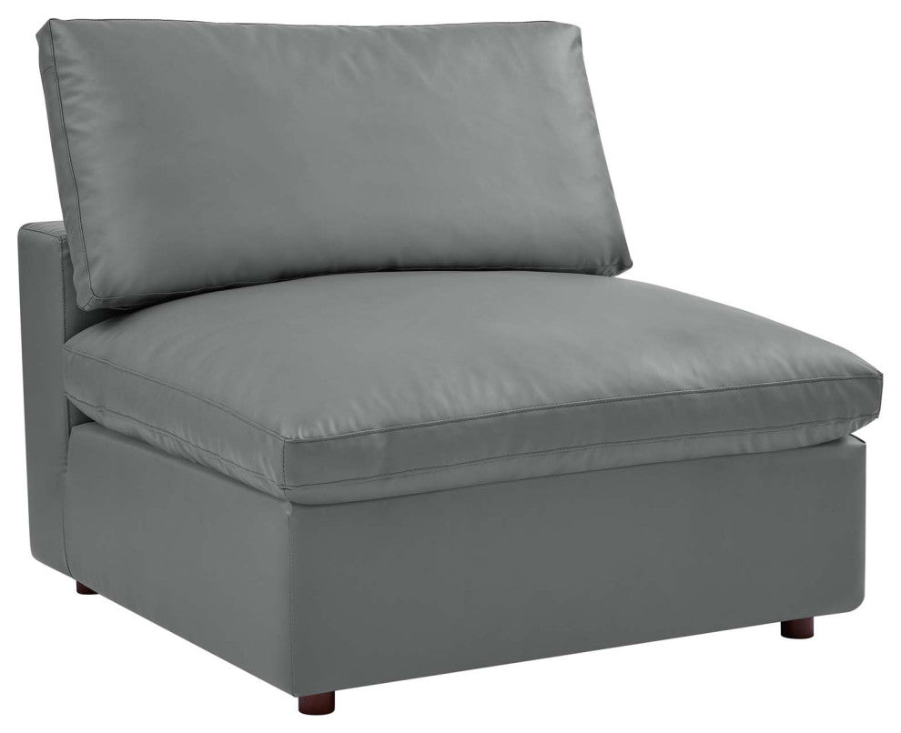 Commix Down Filled Overstuffed Vegan Leather 7-Piece Sectional Sofa - Gray
