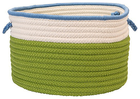 Colonial Mills Basket, The Band Storage Bins Bright Green and Bright Blue Round