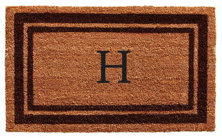 Brown Border 24"x36" Monogram Doormat, Letter H