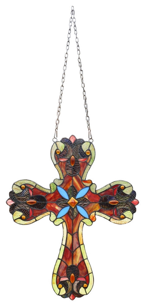 Chloe Lighting Adela Victorian Tiffany-style Stained Glass Window Panel 20" Tall