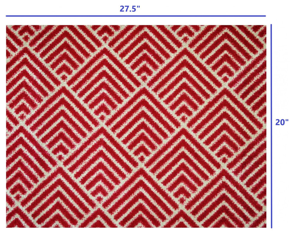 2' x 3' Deep Red and Tan Arrow Geo Washable Floor Mat