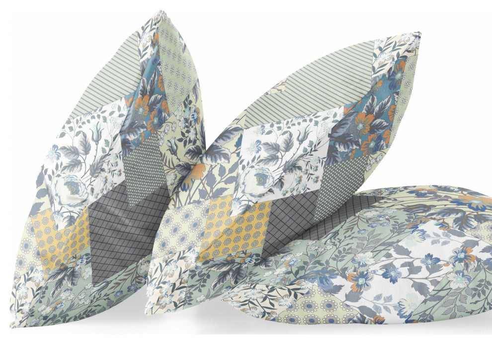 20" Sage Cream Floral Zippered Suede Throw Pillow