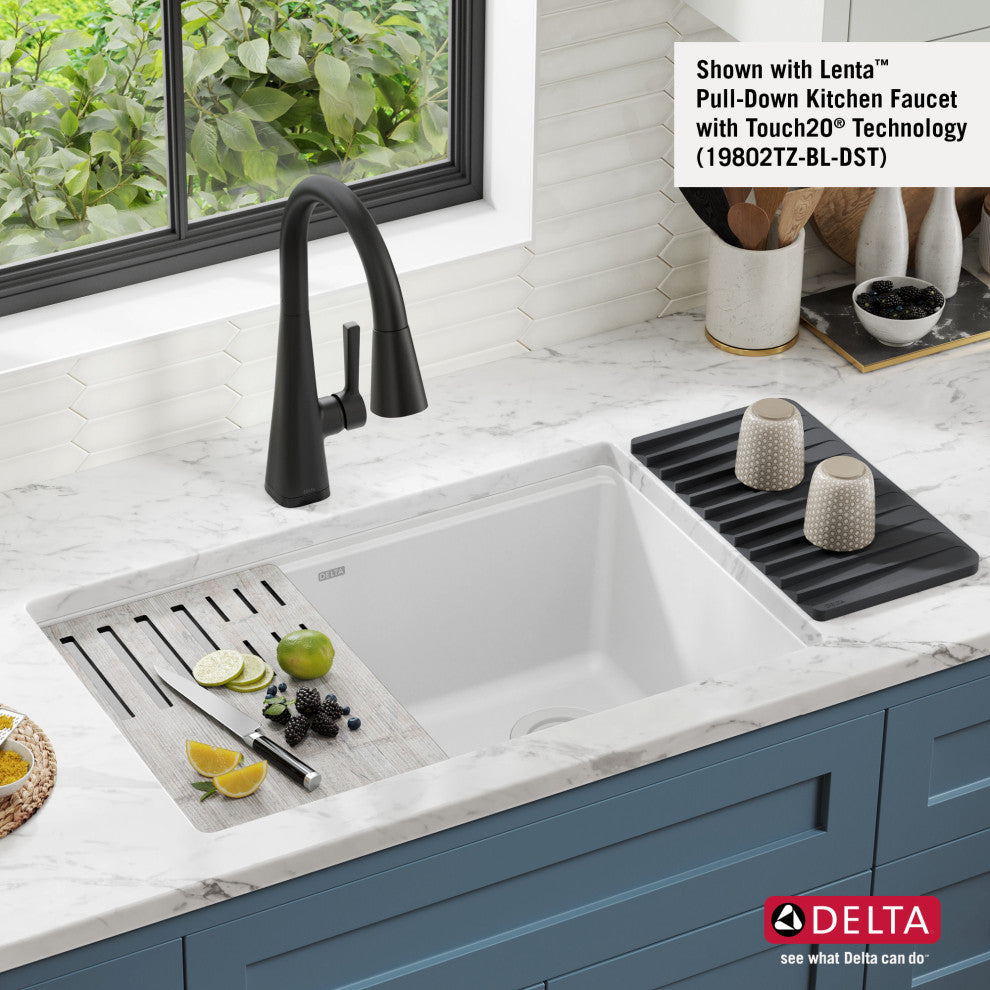 Delta 75B933-30S Everest 30"? Workstation Kitchen Sink Undermount - White