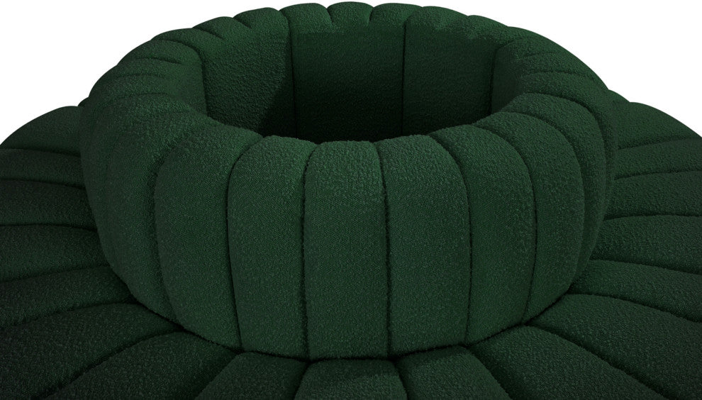 Arc Upholstered Outward Curved Modular Sectional, Green, 8-Piece: Reverse Corner (8), Boucle Fabric