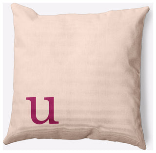 20" x 20" Modern Monogram Indoor/Outdoor Polyester Throw Pillow, Dusty Rose