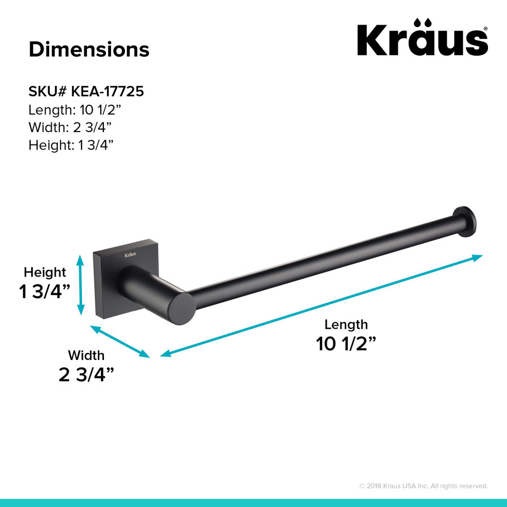 Ventus Bathroom Towel Bar, Matte Black