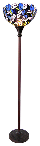 NATALIE Tiffany-style 1 Light Iris Torchiere Floor Lamp 14.5inches Shade