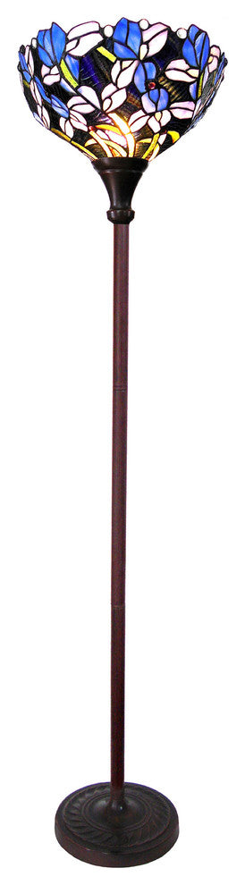 NATALIE Tiffany-style 1 Light Iris Torchiere Floor Lamp 14.5inches Shade