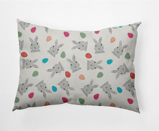 Bunnies and Eggs Easter Decorative Lumbar Pillow, Whisper White, 14x20"