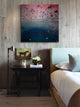 "Pink Sandy Beach" Painting Print on Brushed Aluminum, 24"x24"