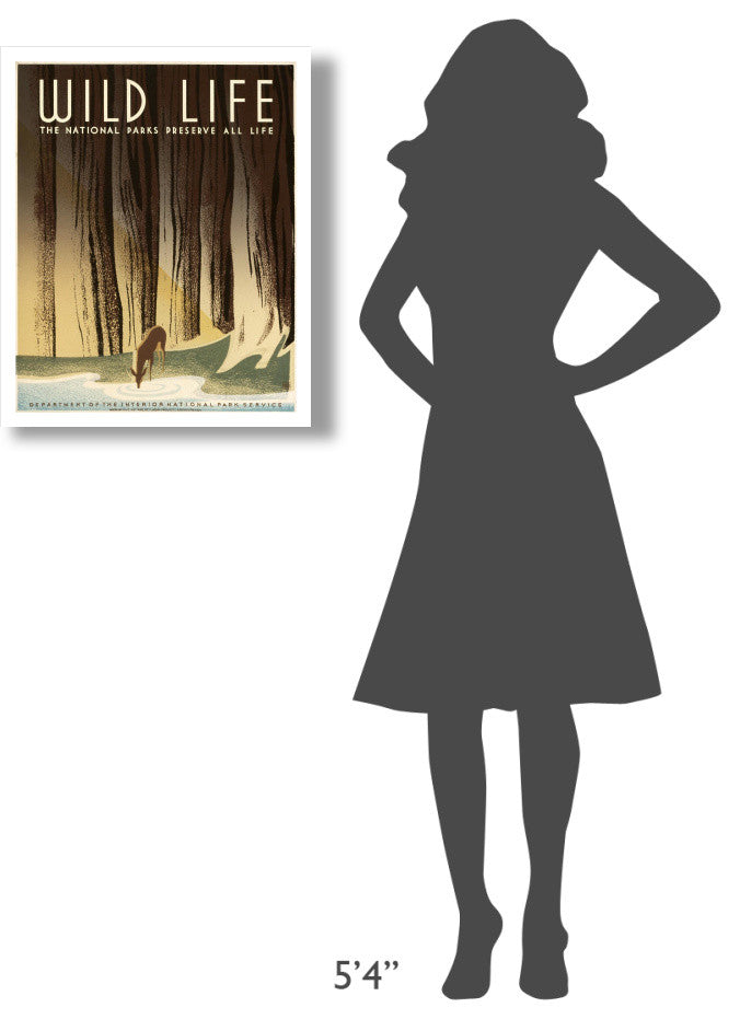 "Wild Life; The National Parks Preserve All Life, 1936-1940" Paper Art, 22"x26"
