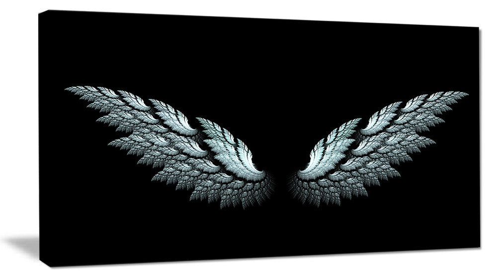 Angel Wings on Black Background, Abstract Canvas Art Print, 32"x16"