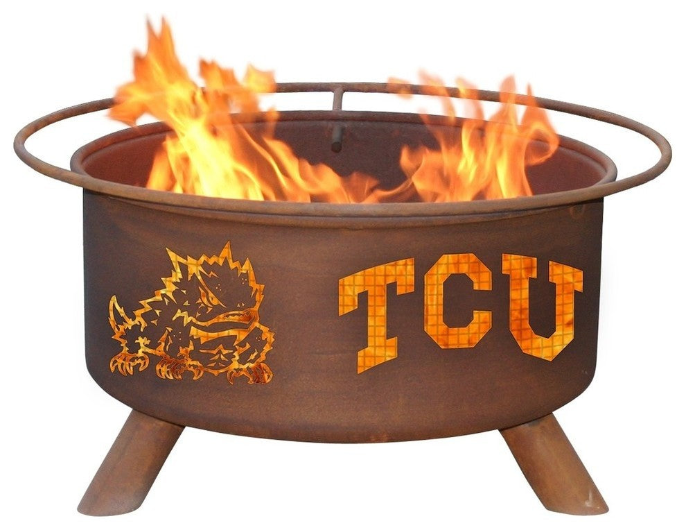 Customizable NCAA Logo Fire Pit, Rust Patina, Tcu