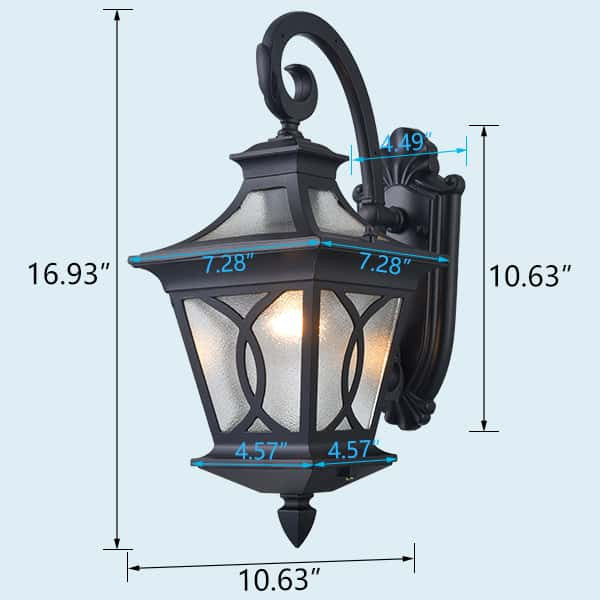 Black Outdoor Wall Sconce Light With Water Glass Shade