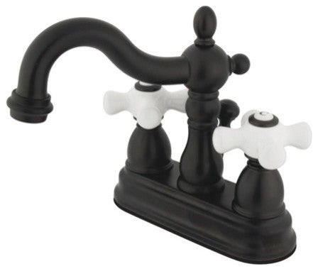 Kingston 4" Centerset Bathroom Faucet w/Plastic Pop-Up, Oil Rubbed Bronze