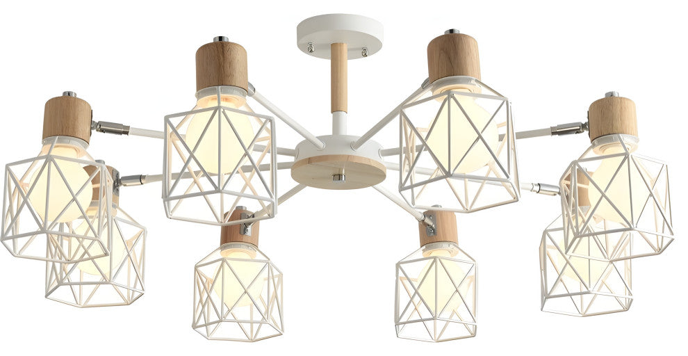 Lancy | Modern Creative Wooden Ceiling Chandelier for Living Room, Bedroom, White, 3 Lights