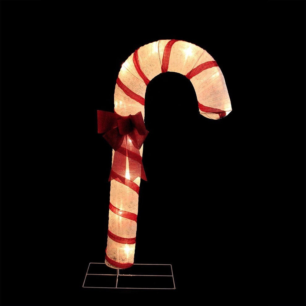 72" Pre-Lit Red and White Glitter Candy Cane Christmas Outdoor Decoration