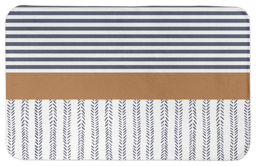 Navy and Burnt Orange Lines 34x21 Bath Mat