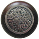 Saddleworth Wood Knob, Antique Brass, Dark Walnut Wood Finish, Brite Nickel