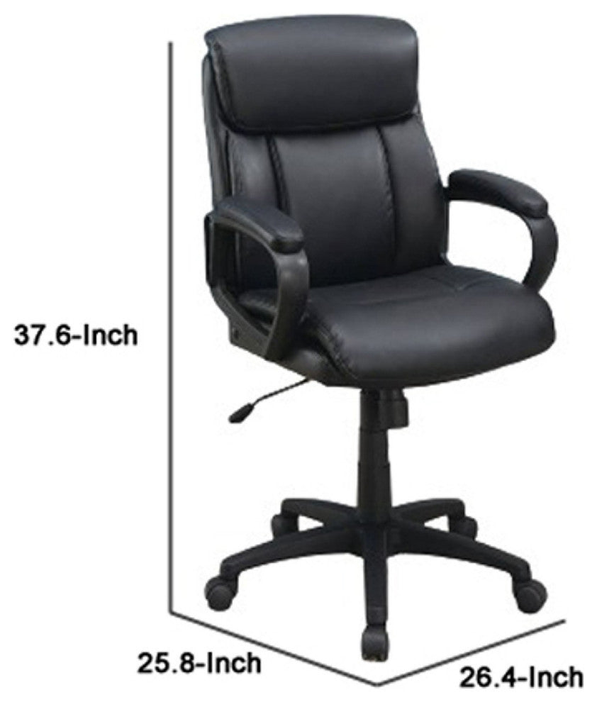 Office Chair with Top Padded Back and Casters, Black