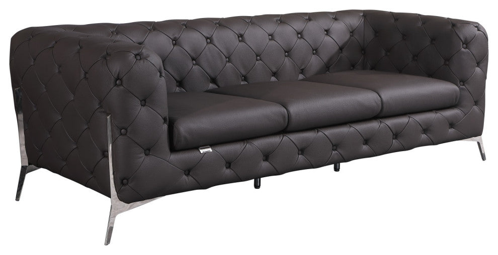 Angelica Italian Leather Sofa, Brown