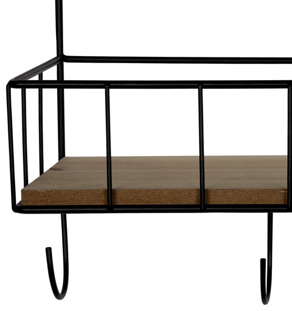 Coffee Bar Metal and Wood Wall Shelf