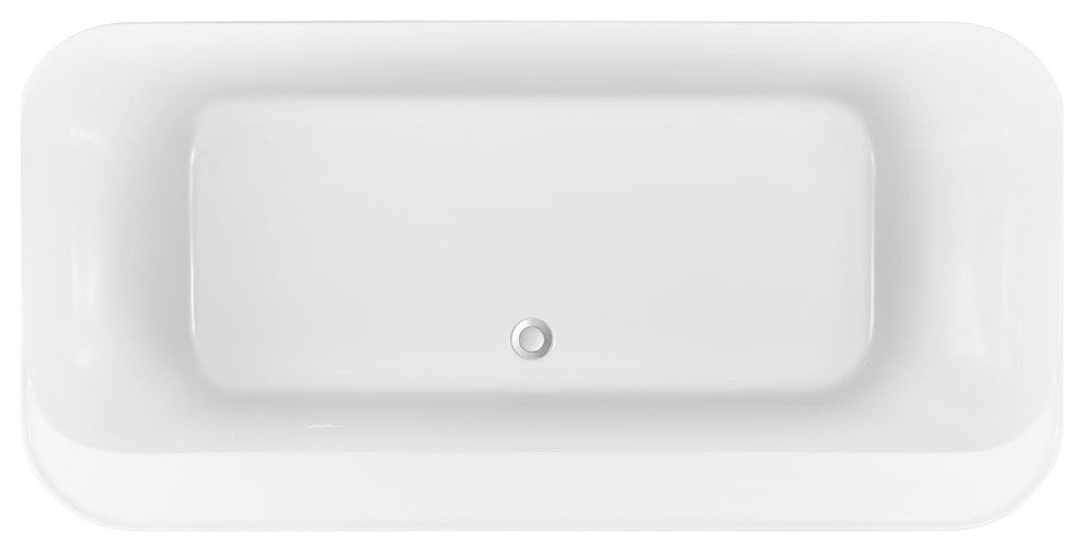59" Acrylic Roll-Top Flatbottom Non-Whirlpool Bathtub, White