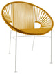 Concha Indoor/Outdoor Handmade Dining Chair, Caramel Weave, White Frame