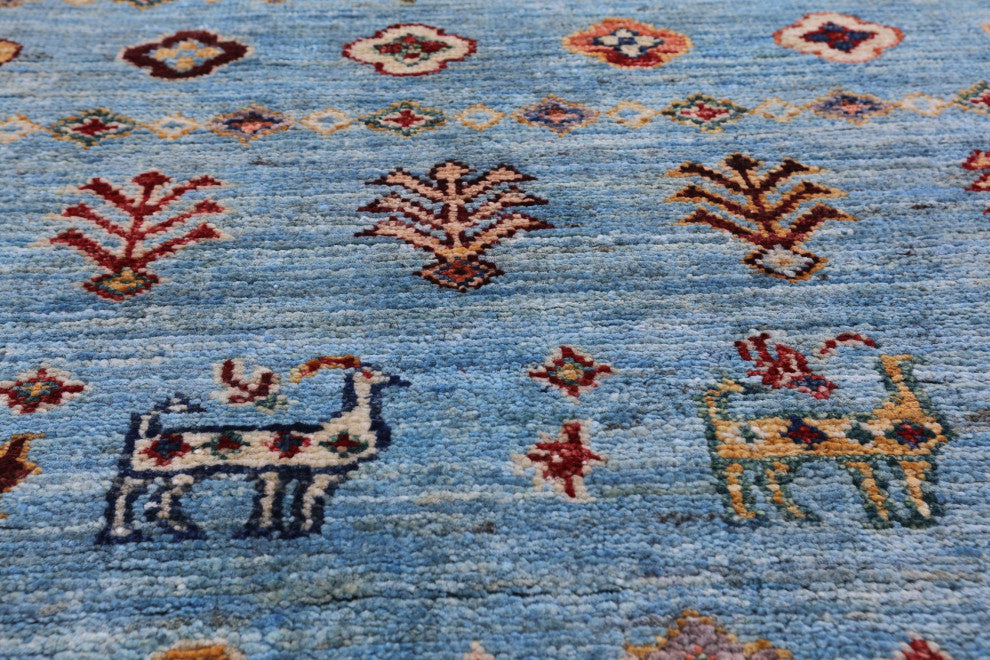 8' 3" X 11' 4" Persian Gabbeh Tribal Hand-Knotted Wool Rug Q7597