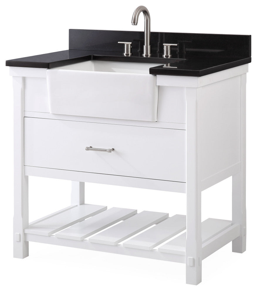 36" Kendia Farmhouse Sink Bathroom Vanity GD-7036-WT36-GT