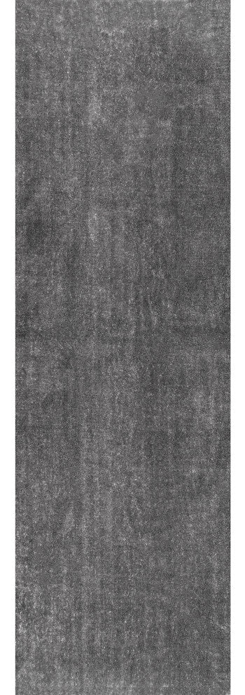 nuLOOM Loni Solid Machine Washable Shag Area Rug, Dark Grey, 2'6"x10'