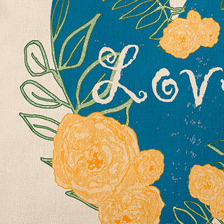 Love And Roses Decorative Throw Pillow, Teal, 14"x20"