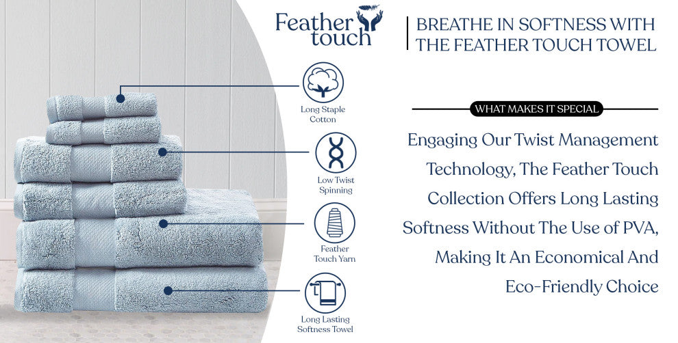 Delara 20-Piece Solid 100% Organic Cotton Plush Bath Towel Set 30"x58", Light Blue
