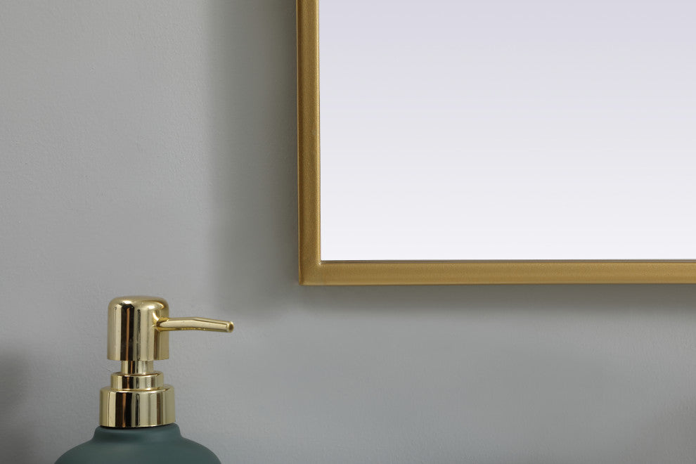Metal Frame Arch Mirror 30X36 Inch, Brass