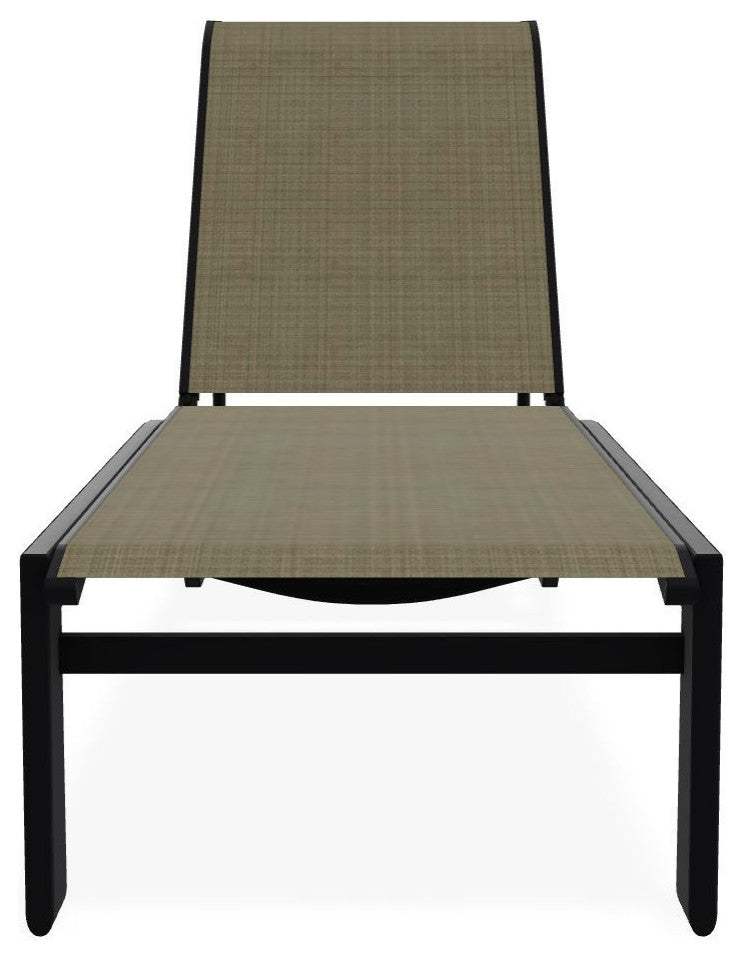 Kendall Sling Stackable Outdoor Chaise Lounge, Elevation Stone/Black
