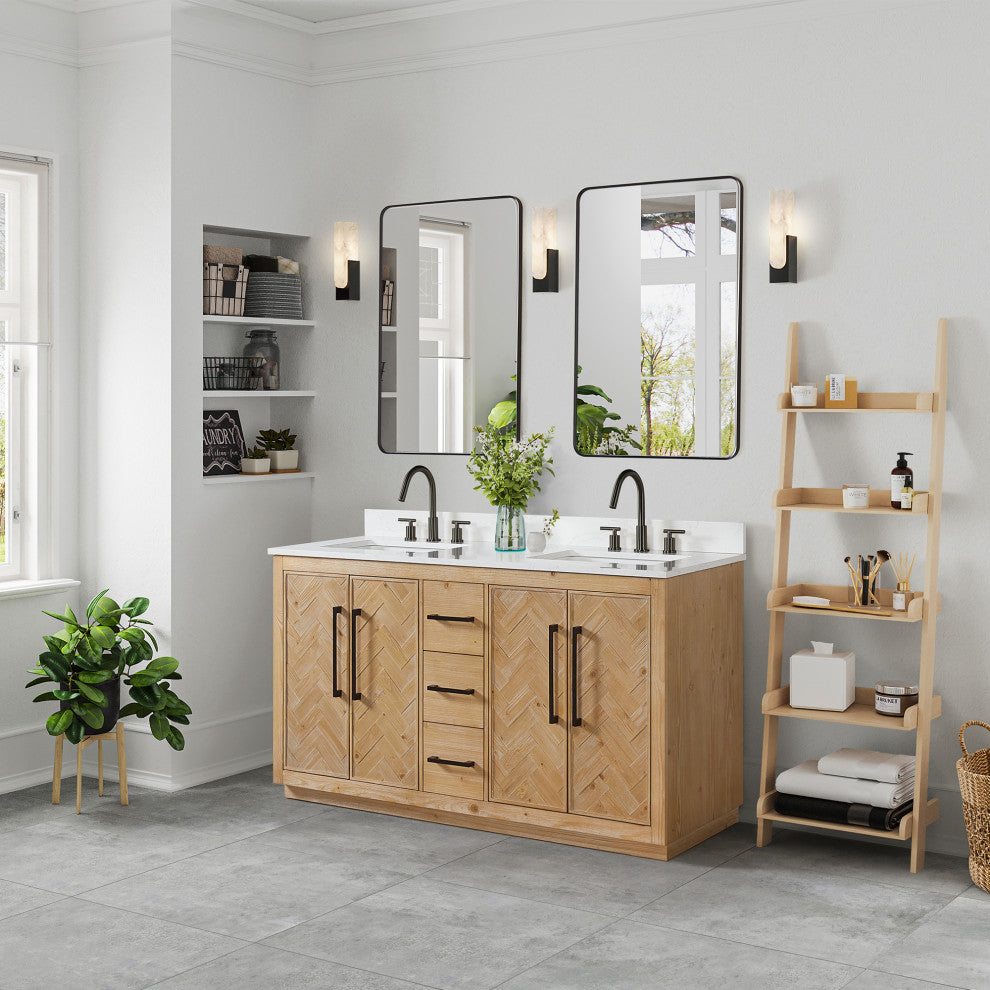 Bellavia Bath Vanity, Weathered Fir, 60", With Mirror
