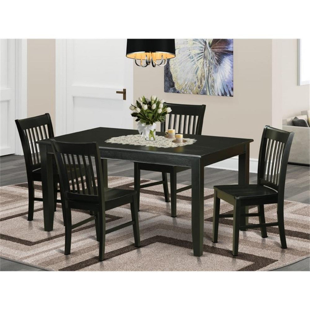 Duno5-Blk-W 5-Piece Dinette Set-Dinette Table And 4 Dining Chairs