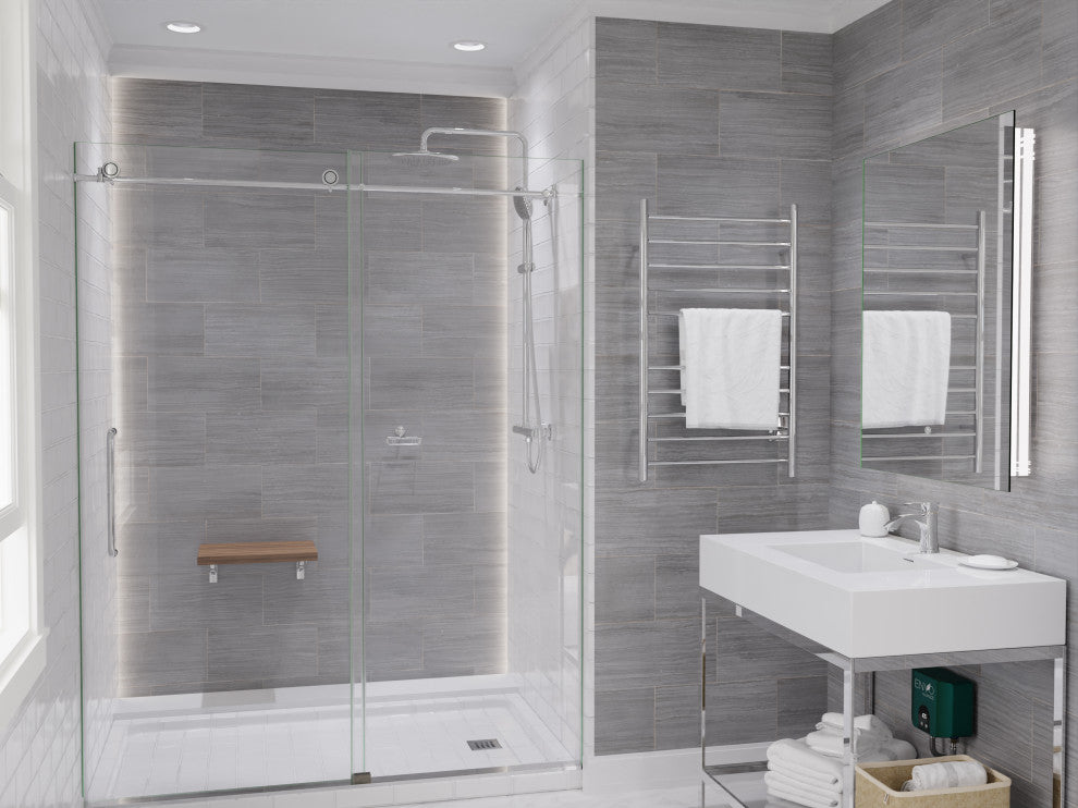 Heavy Rainfall Stainless Steel Shower Bar with Hand Sprayer, Polished Chrome
