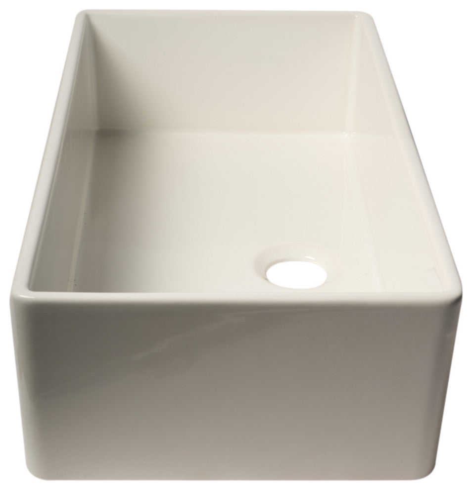 ALFI brand AB536-W White 36" Smooth Apron Single Bowl Fireclay Farm Sink