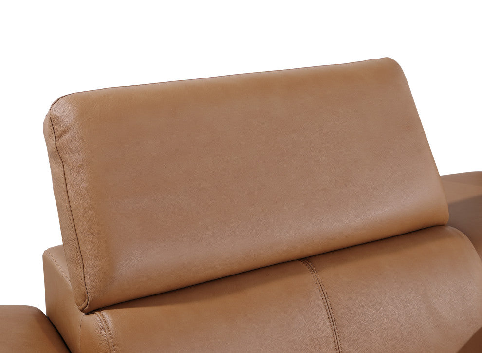 Antonio Italian Leather Power Reclining Arm Chair, Cognac