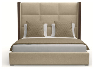 Nativa Interiors Irenne Square Tufted Bed, Flax, King, Medium 67"