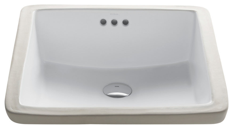 Elavo Ceramic Square Undermount Bathroom Sink, White