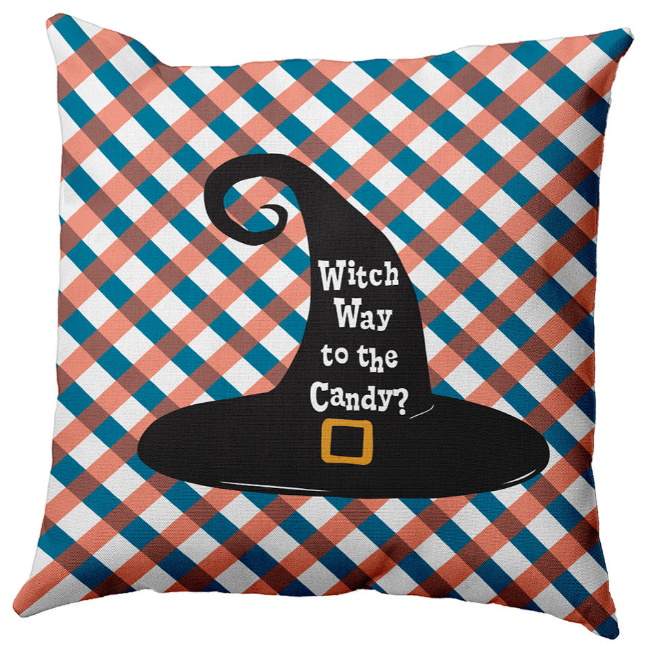 Witch Way to the Candy Accent Pillow, Unreal Teal, 16"x16"