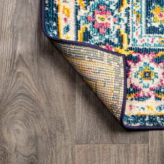 Brooklyn Geometric Medallion Area Rug, Blue/Beige, 4 X 6